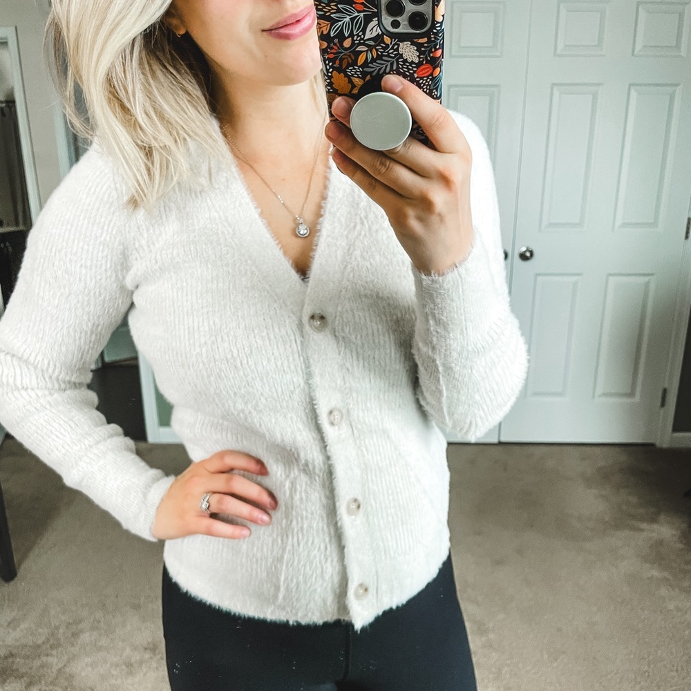 NWT Loft Button Fuzzy Sweater XS